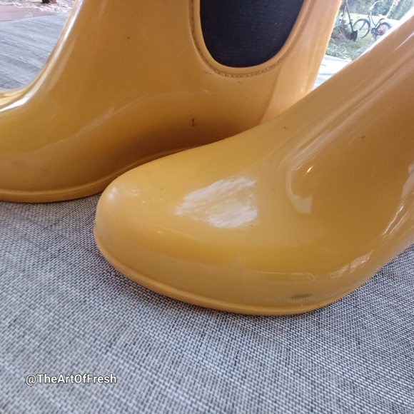 Mustard Yellow Ankle Booties Garden Rain Boots - Picture 10 of 15